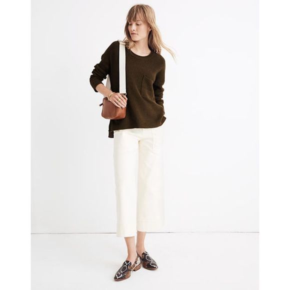 Madewell Sweater Thompson Pocket Boxy Pullover Elm - Picture 3 of 12